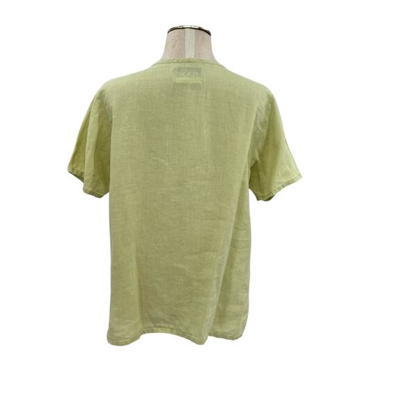Flax Top Short Sleeve Blouse T-Shirt Linen Lime Green Size XS - Picture 5 of 7